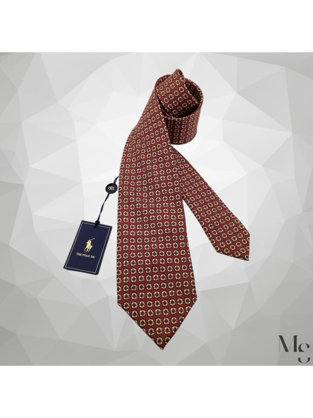 $115 POLO BY RALPH LAUREN Red Life Buoy Silk Tie Handmade In Italy 59”-3.25" NWT